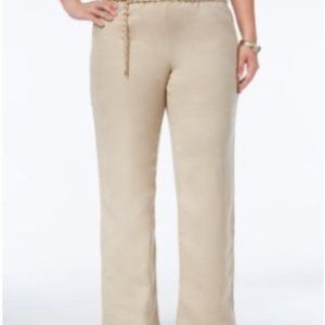 JM Collection Women's Plus Sandscape Chain Belt Linen Pull on Pants Size 3X NEW